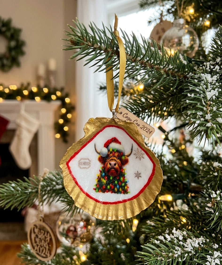 Highland Cow Sea Shell Ornament