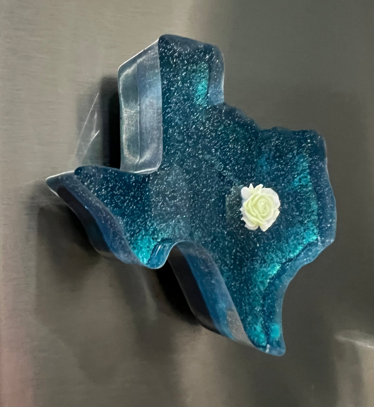 Green Texas Magnet with Rose