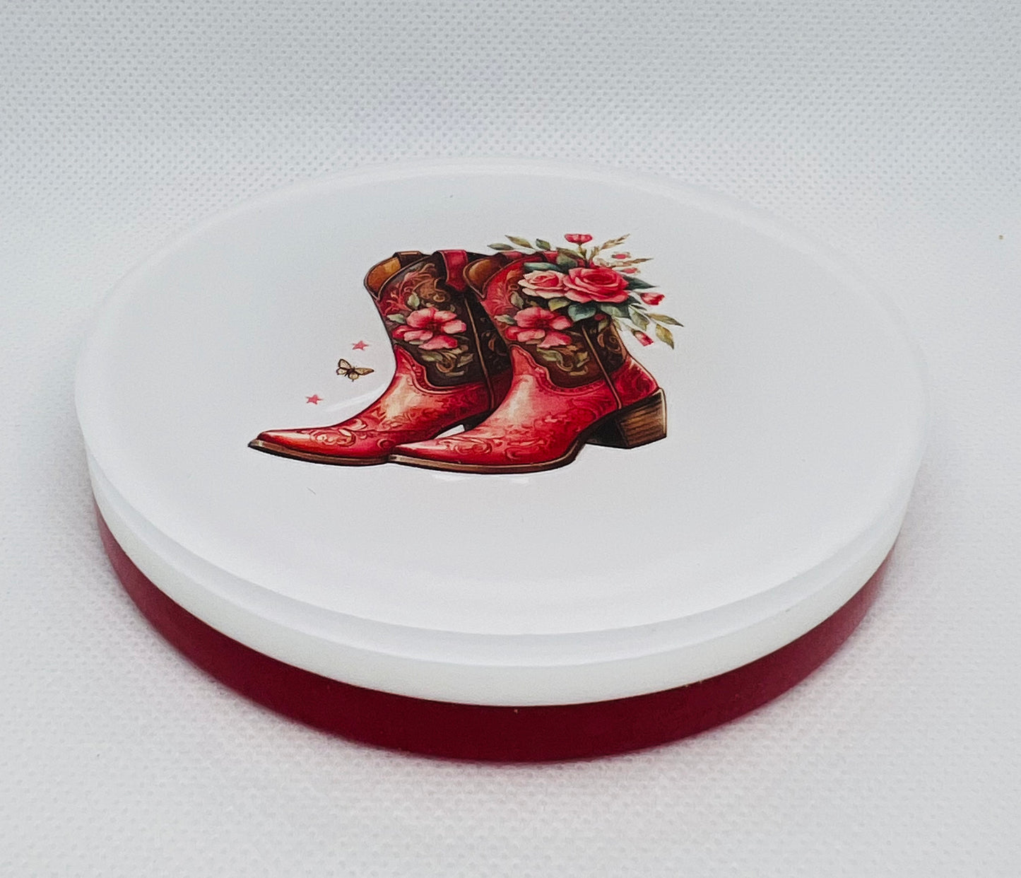 Cowboy Boots with Roses Coaster