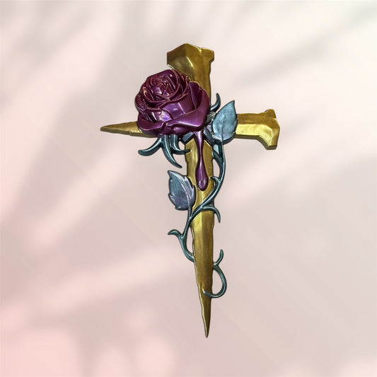 Memorial Cross with Rose