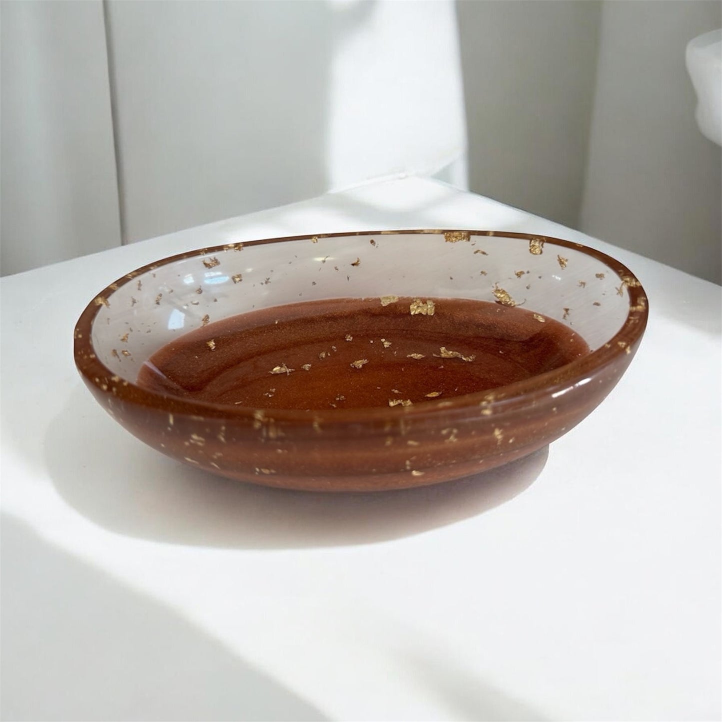 Gold Flakes and clear dish