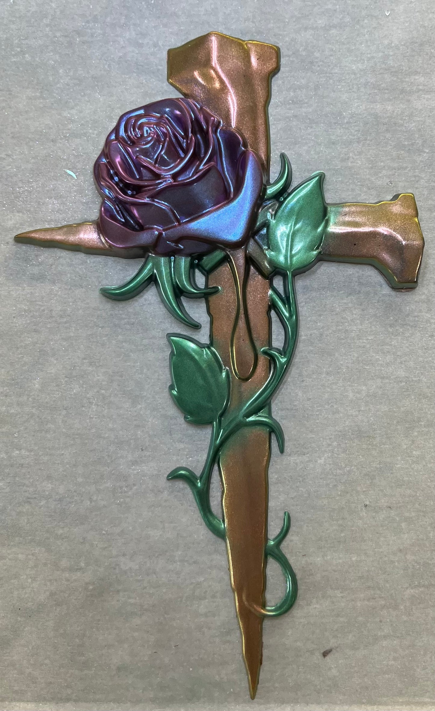 Memorial Cross with Rose