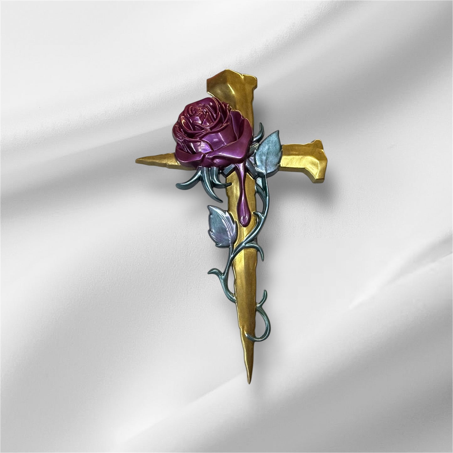 Memorial Cross with Rose
