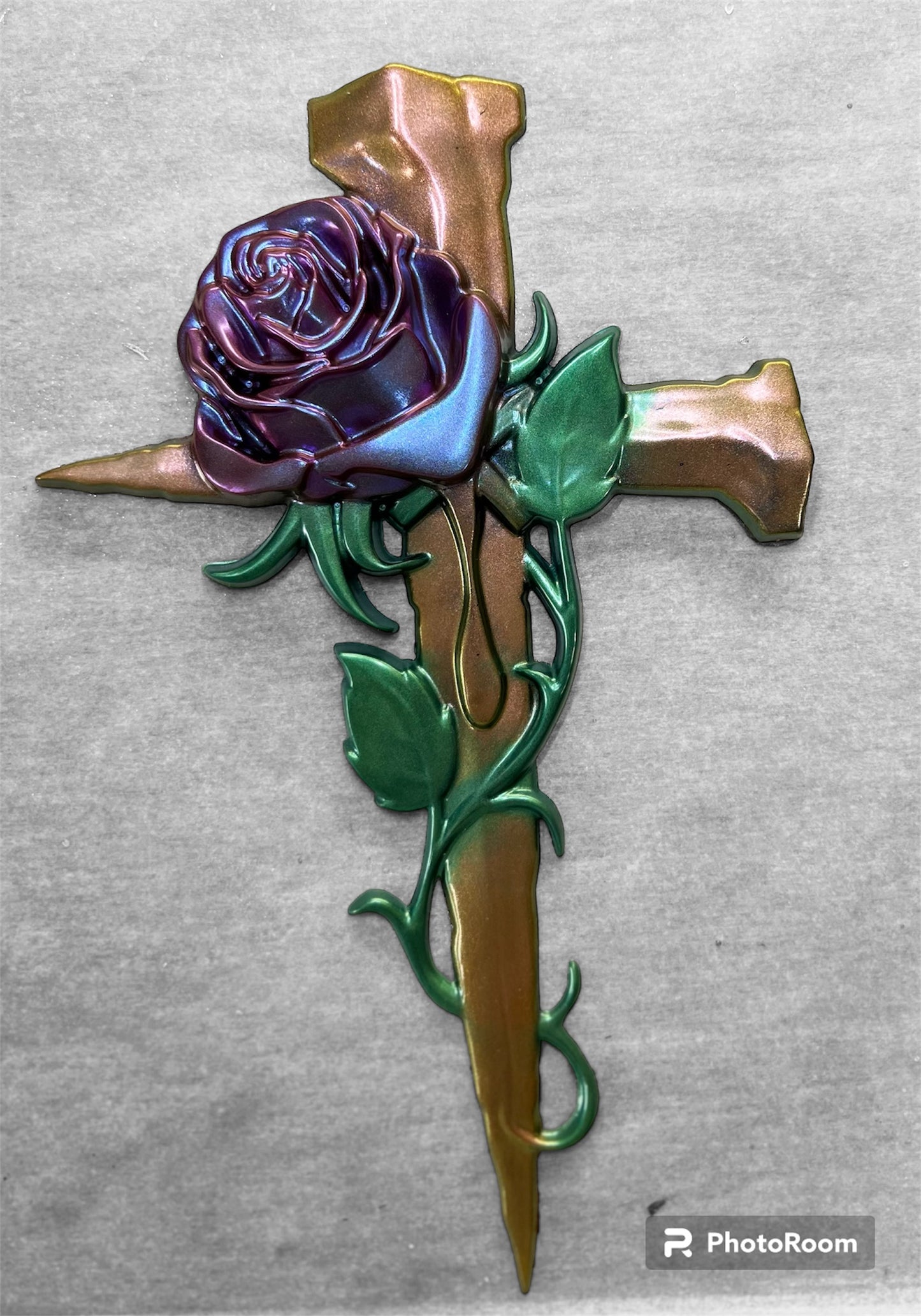 Memorial Cross with Rose