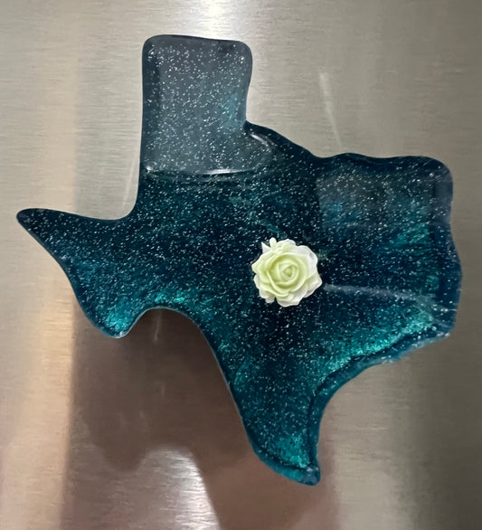 Green Texas Magnet with Rose