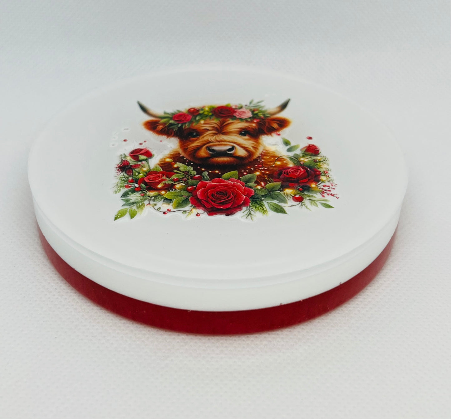 Highland Cow with Roses Coaster