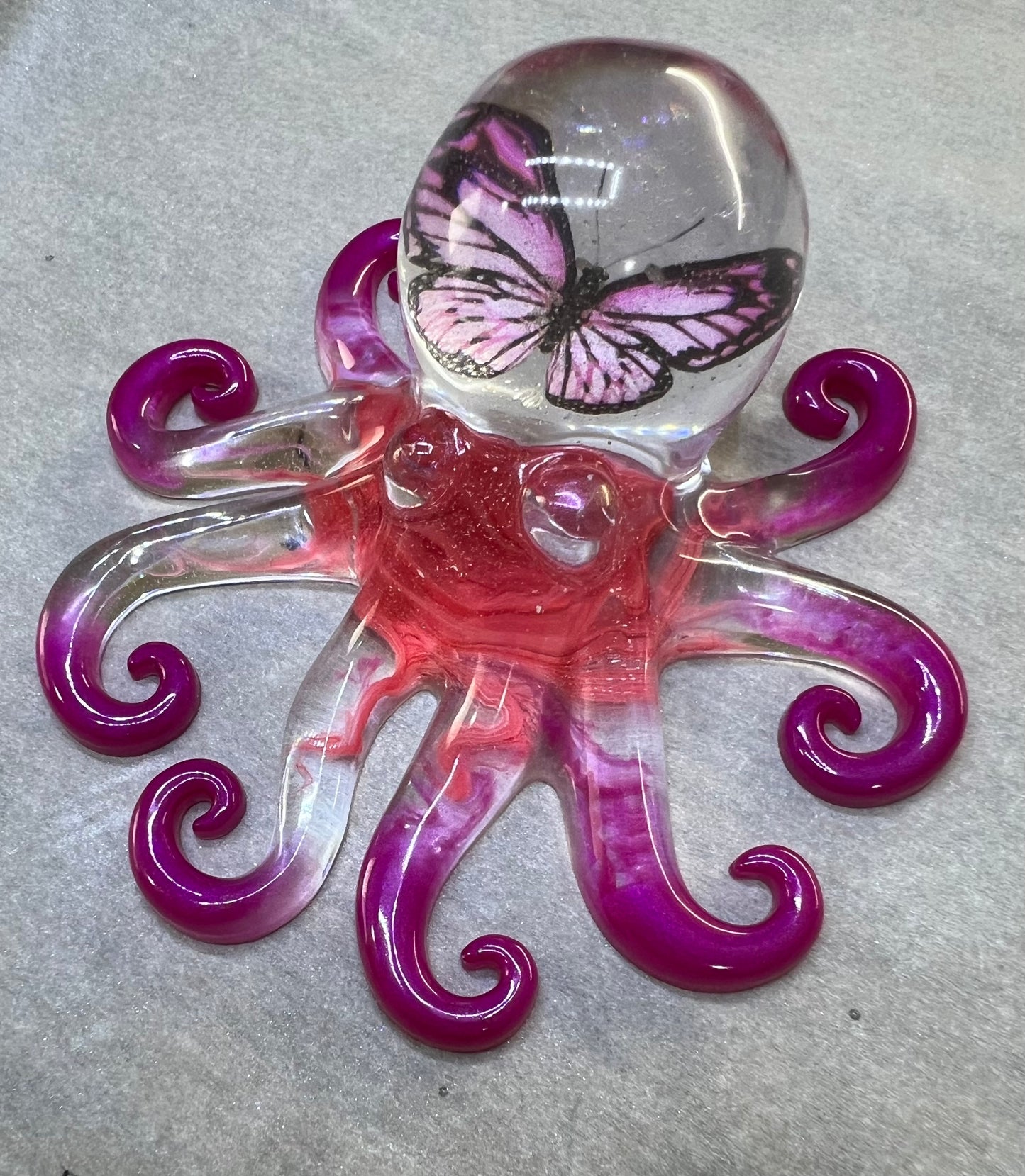 Octopus with pink butterfly