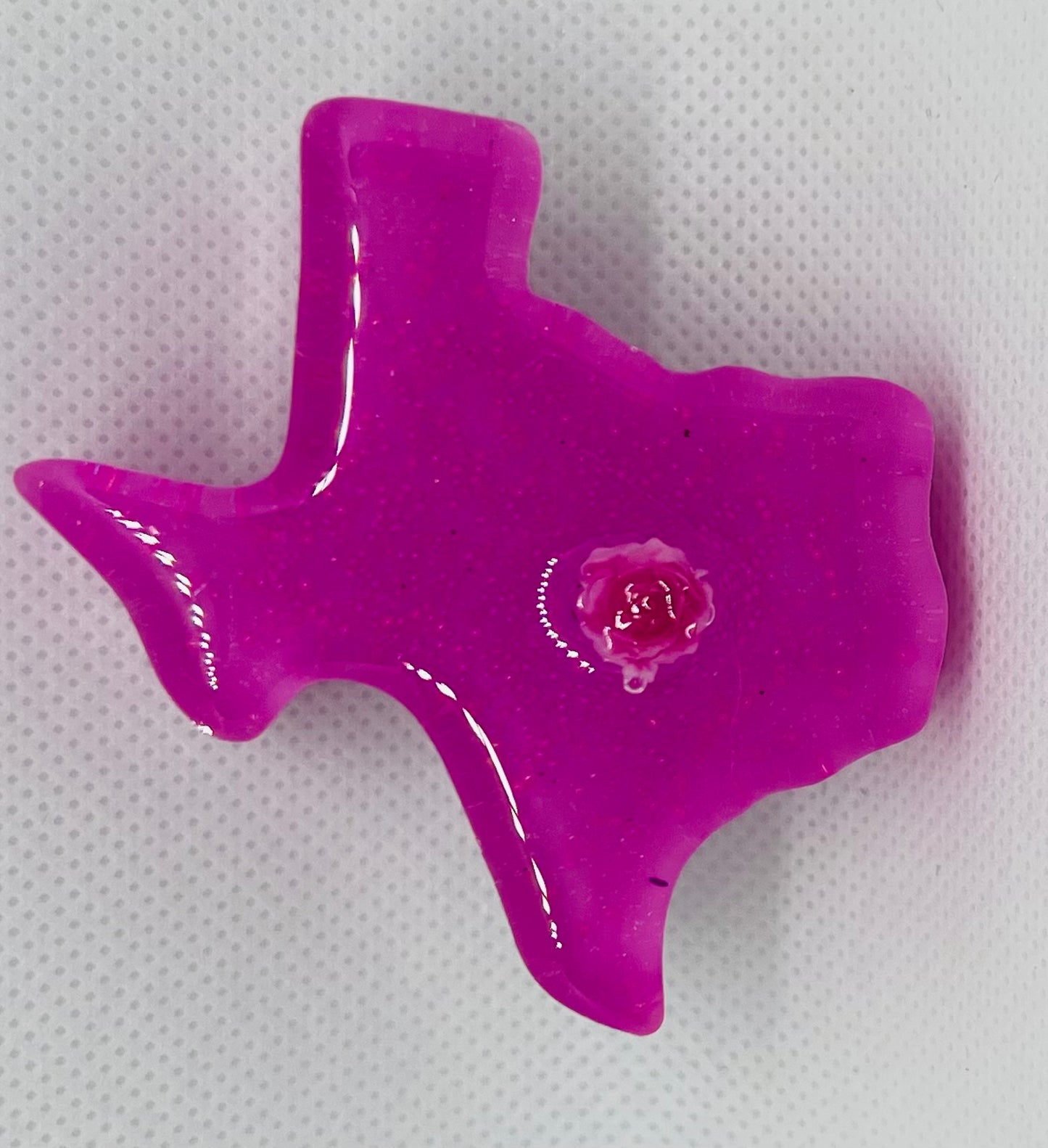 Bright Pink Texas Magnet with Rose