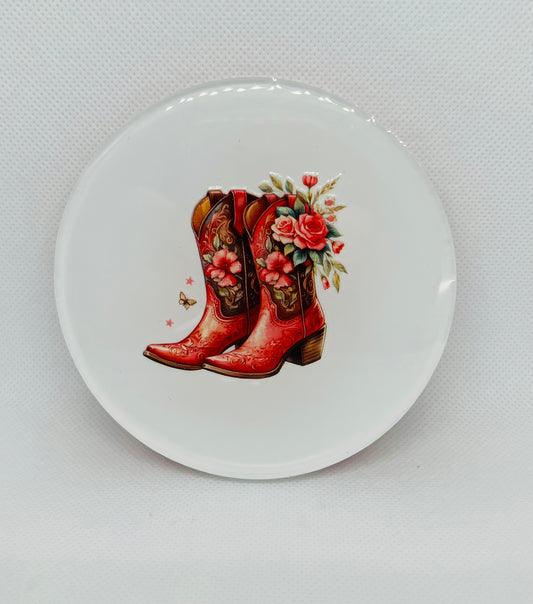 Cowboy Boots with Roses Coaster