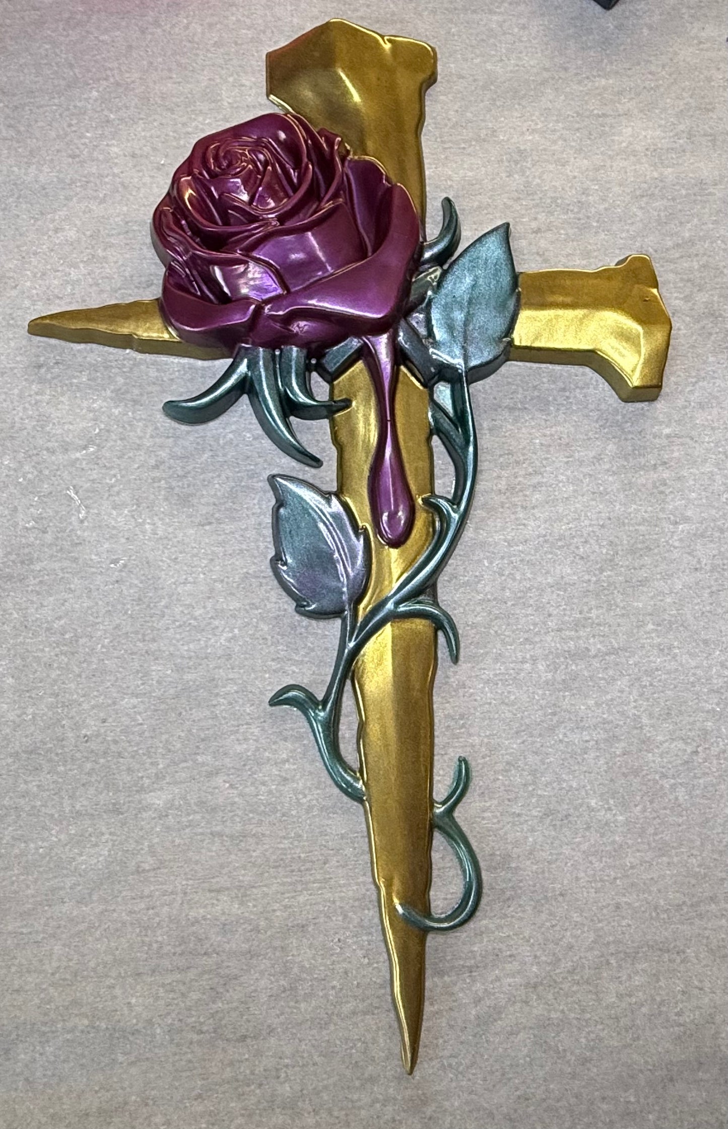 Memorial Cross with Rose