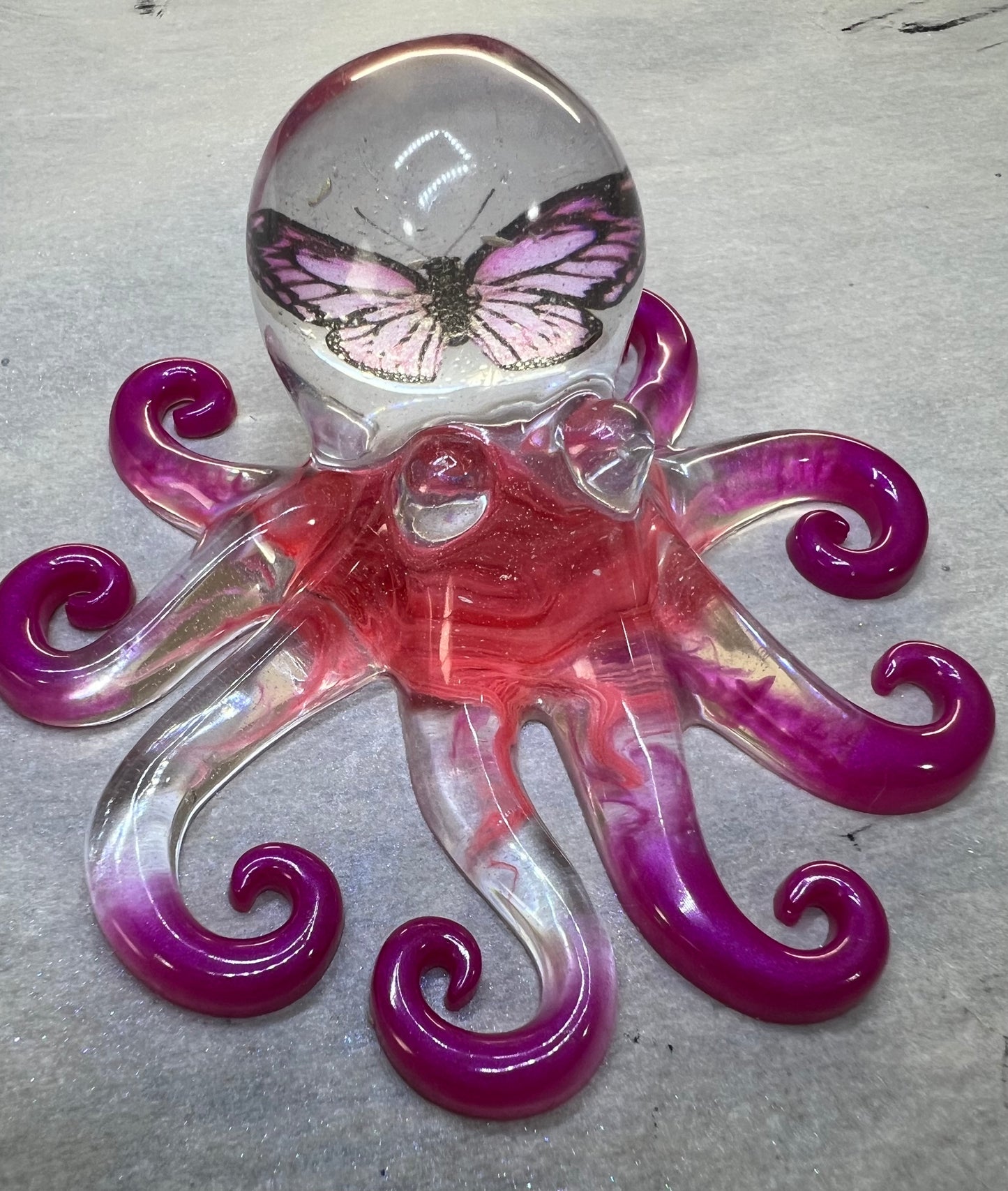 Octopus with pink butterfly